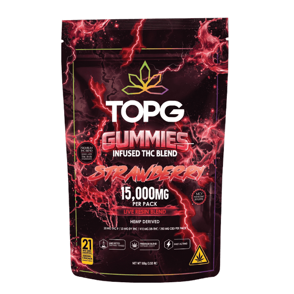 Strawberry Live Resin Gummies 15000MG Front Labeling