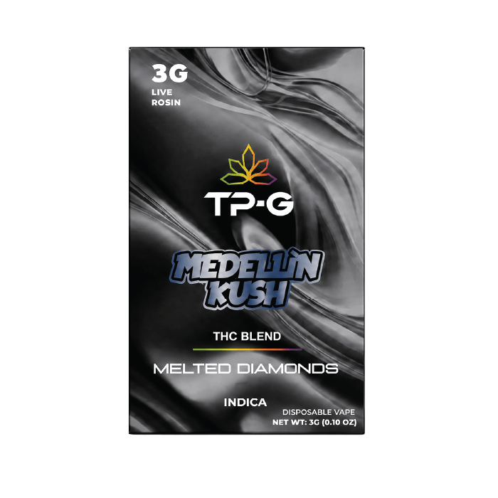 Medellin Kush Live Rosin Disposable Vape 3G Front