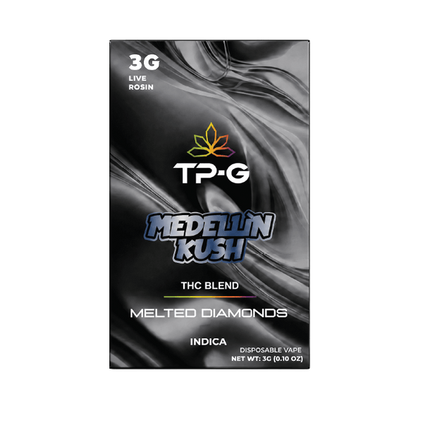 Medellin Kush Live Rosin Disposable Vape 3G Front